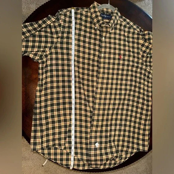 Ralph Lauren Classic Fit long slv button down Ylw Black & Red Plaid shirt Sz XL - Picture 7 of 8